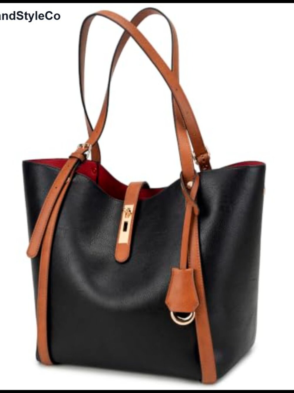 Large Bucket Tote Bag Faux Leather Work Purse Shoulder Handbag